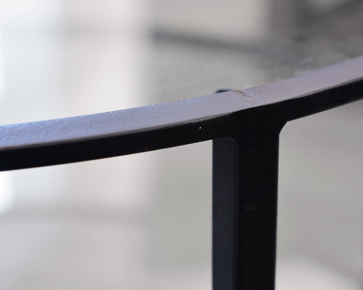Round Metal and Glass 2-Tiered Cocktail Table