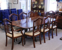 Dillon & Co English Dining Table with 2 Leaves & Set of 8 Wheat Shaff Chairs