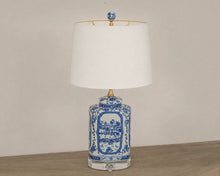 Blue & White Porcelain Oval Jar Table Lamp