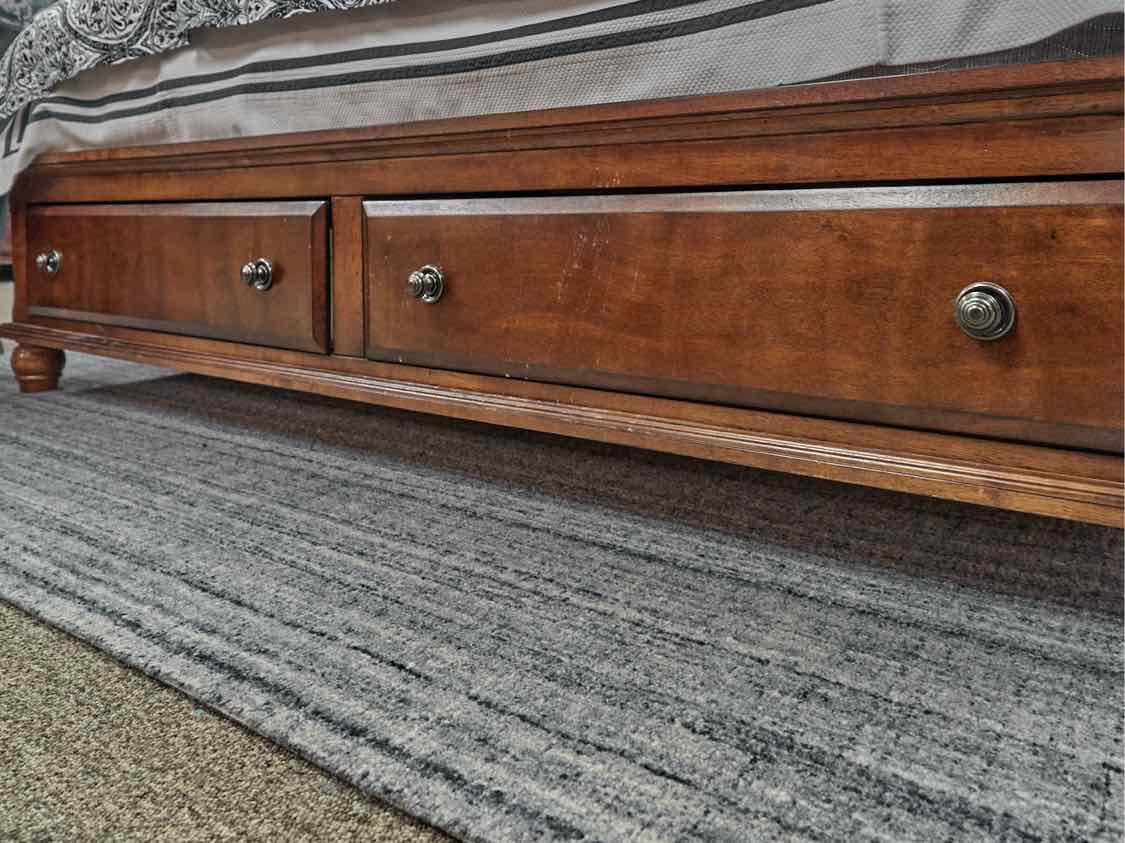 Dark Cherry King Sleigh Bed with 2 Drawers