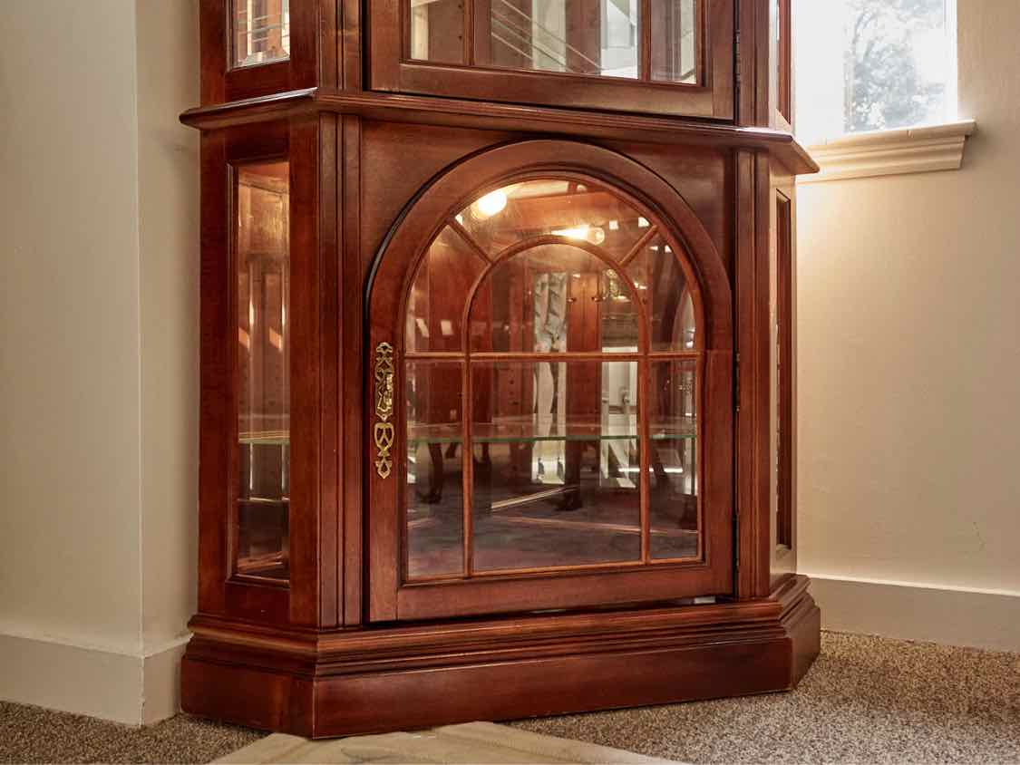 Lighted Cherry Corner Cabinet W/ Two Doors