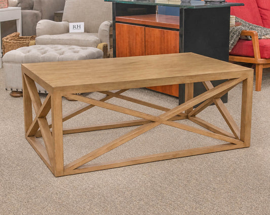 Trestle Style Cocktail Table W/ Cross Brace Base