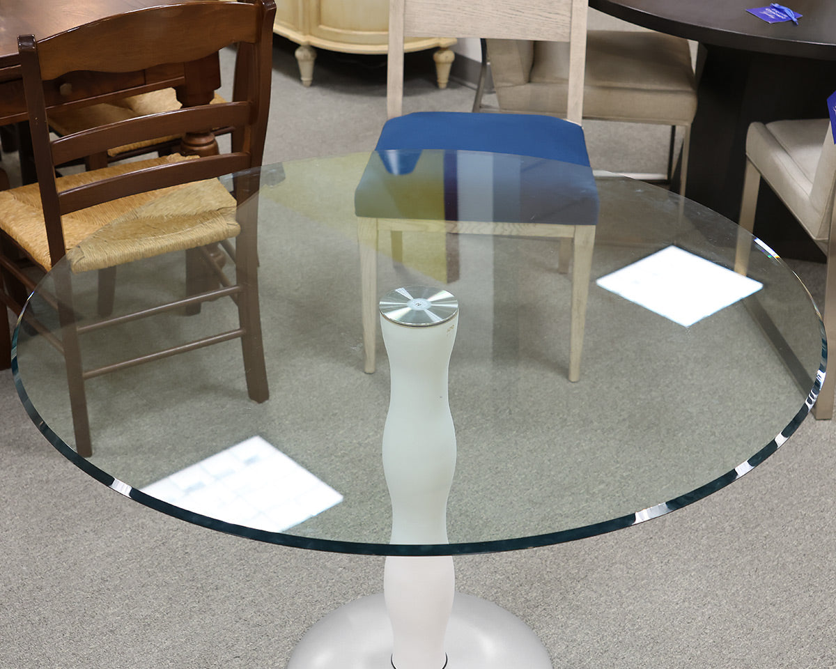 Roche Bobois Atena Glass Top and White Murano Pedestal Dining Table