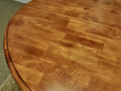 Round Dining Table with Butterfly Leat & Set of 4 Black Chairs