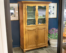 Scrubbed Pine Cabinet with Glass Door Hutch