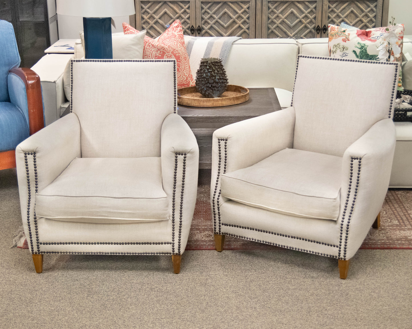 Pair of Restoration Hardware 'Marcel' Club Chairs