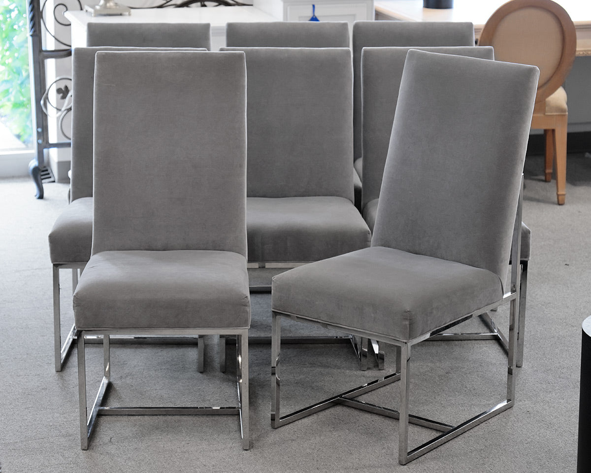 Set of 8 Mitchell Gold + Bob Williams Velvet Dining Room Chairs