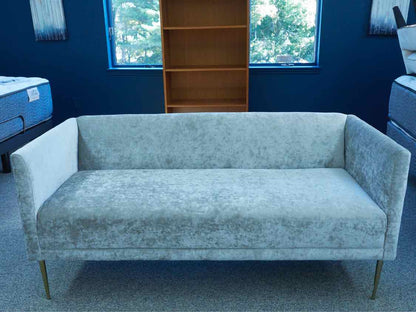 Performance Velvet Silver Gray Tight Back Chrome Legs Loveseat