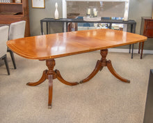 Paine Mahogany Double Pedestal Dining Table with Satinwood Border