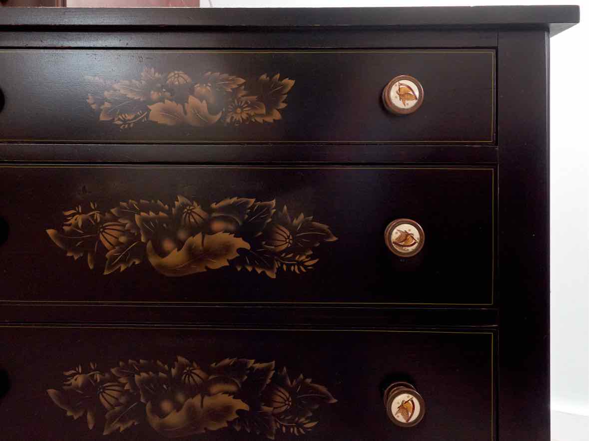 Hitchcock  Black 4 Drawer Chest with Gold Stenciling