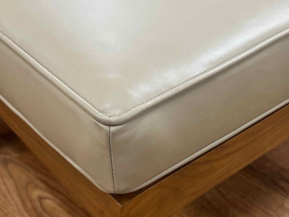 Taupe Leather Ottoman