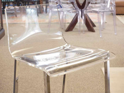 Set of 3  CB2 Chrome and Acrylic  Bar Stools