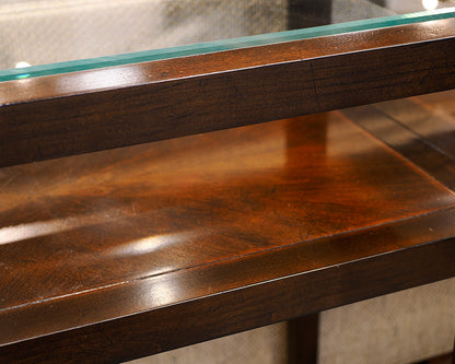 Mahogany Console Table With Glass Top Inserts