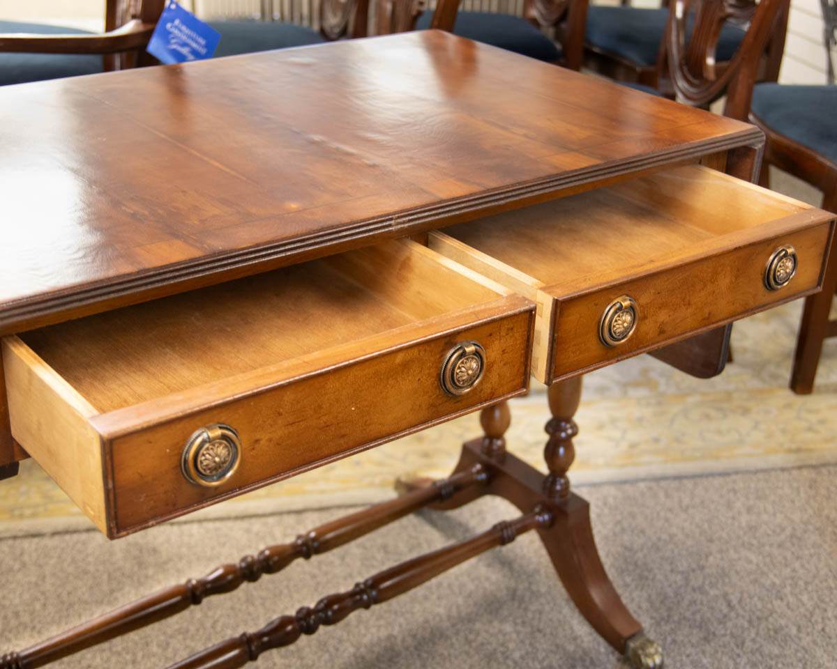 Yew Wood Rgency Style Drop Leaf Sofa Table
