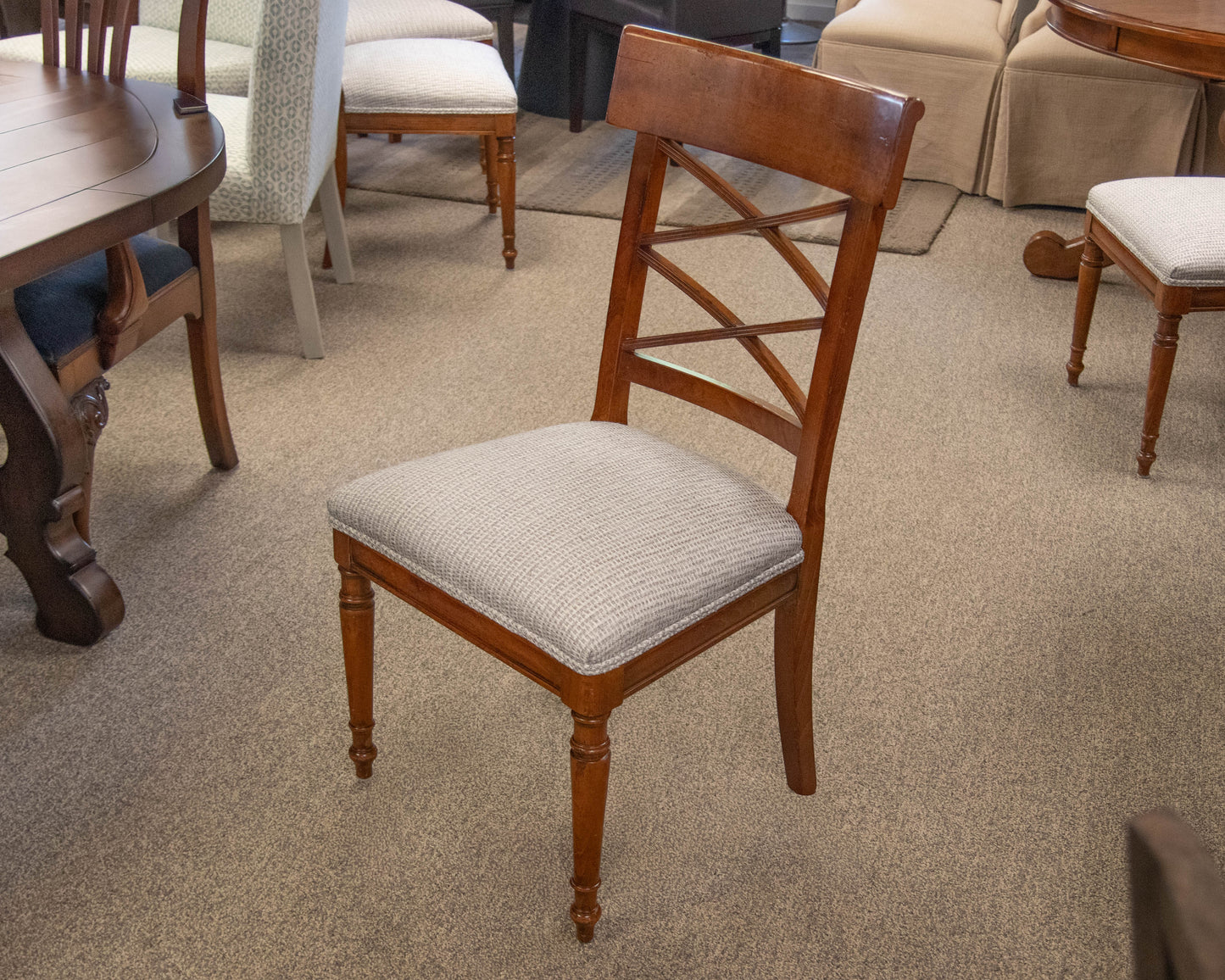 Milling Road For Baker Set Of 5 Lattice Back Upholstered  Dining Chairs