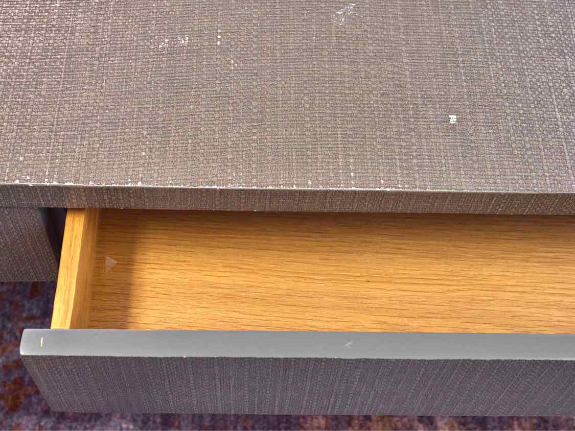 Grey Fabric Wrapped Desk with 2 Drawers