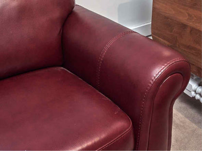 Red Vinyl 3 Attached Cushion Sofa