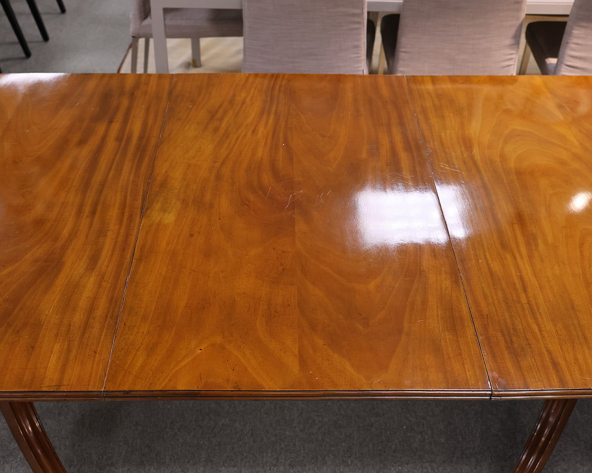 19th Century Regency Antique Double Pedestal Dining Table in Walnut with Leaf