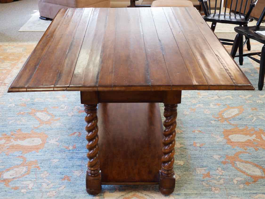 Jacobean Elm Twist Leg Dining Table with Drop Leaves