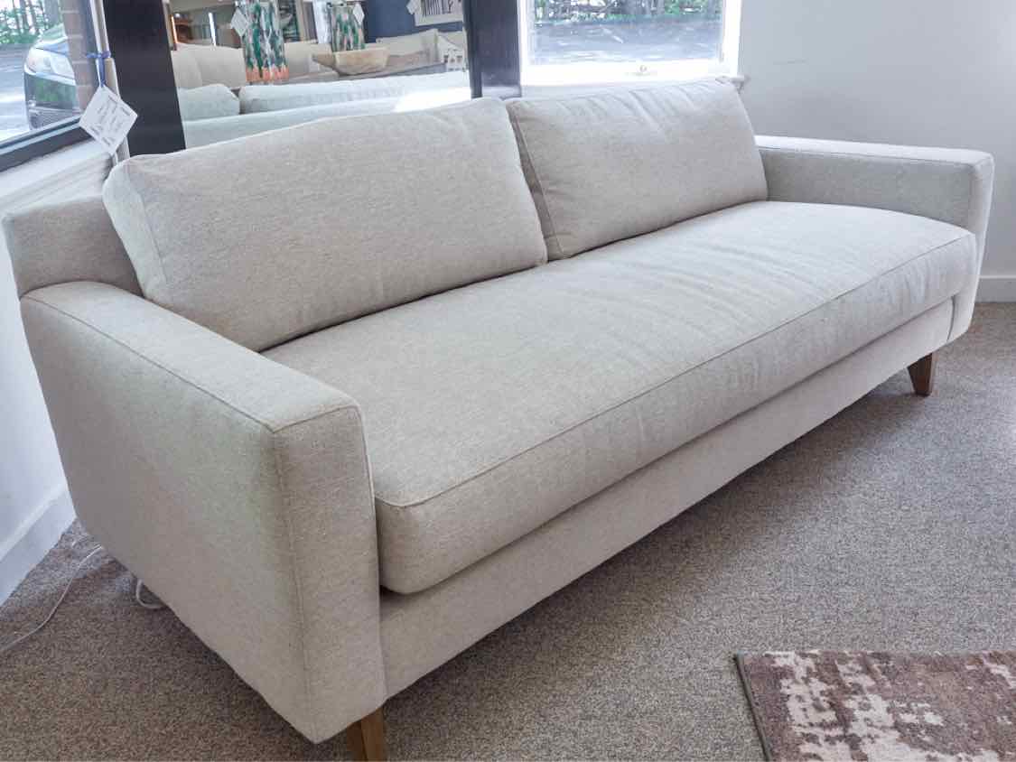 Fabricut Upholstered Bench Seat Sofa in Stone Color