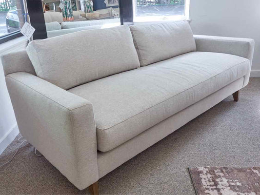 Fabricut Upholstered Bench Seat Sofa in Stone Color