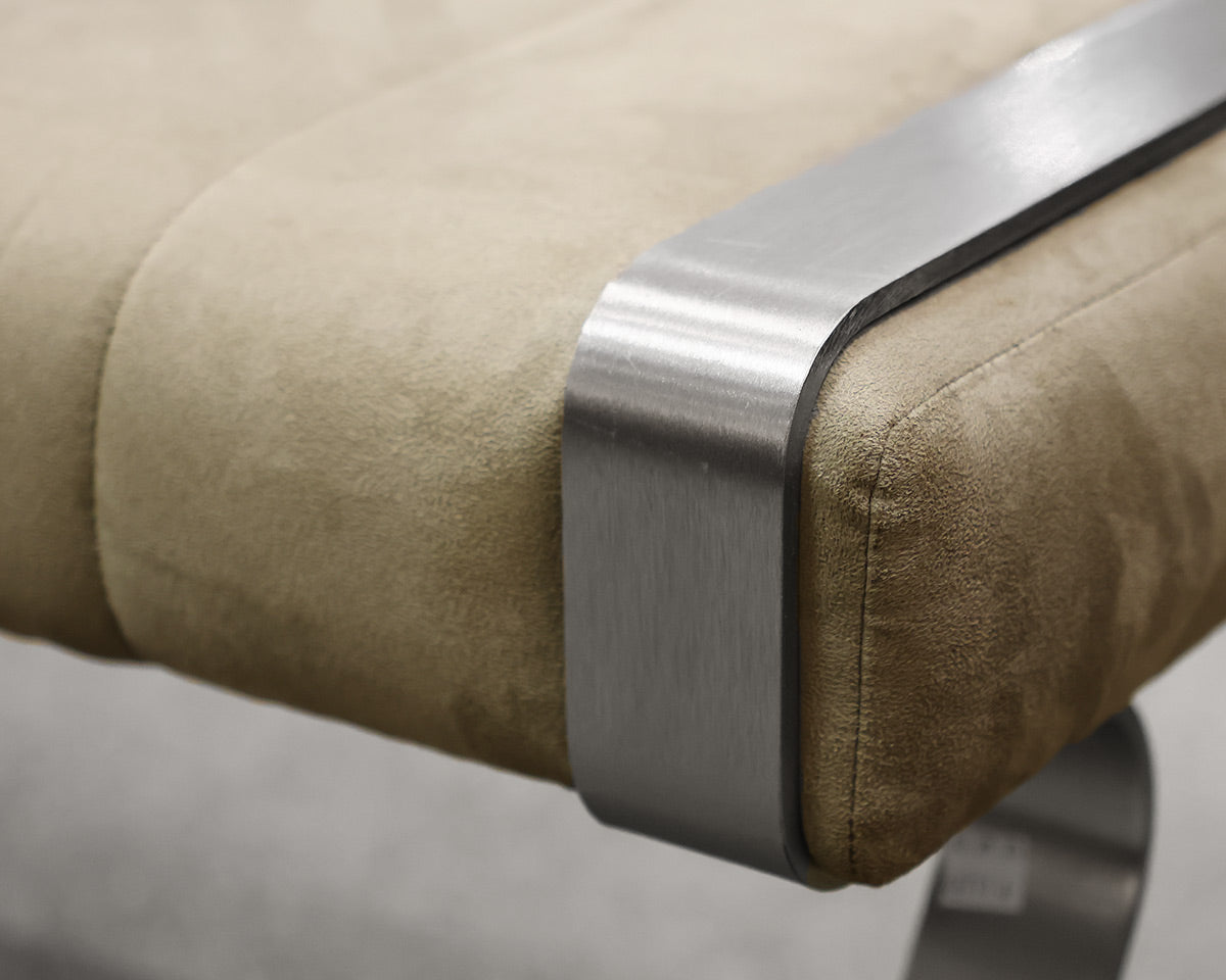 Upholstered Bench w/ Brushed Stainless Steel Legs