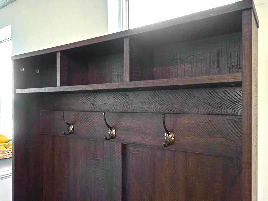 Rustic Dark Stain Hall Tree