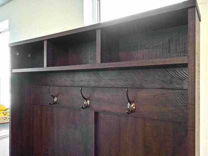 Rustic Dark Stain Hall Tree