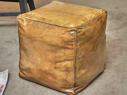 Leather Cube Ottoman