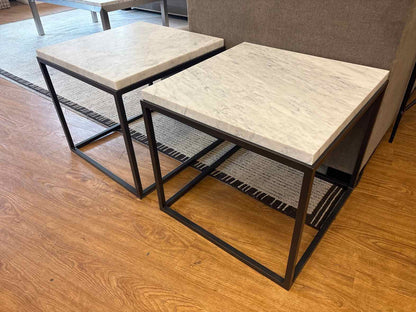 RH Pair of 'Nicholas' Marble Top Side Tables