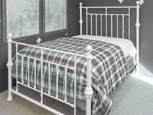 White Iron Queen Bed with Ball Finials