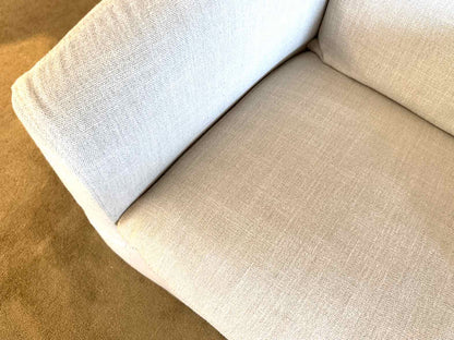 Pair Of Joss & Main  'Menta' Swivel  Barrel 'Effie'  Linen Slip Covered Chairs