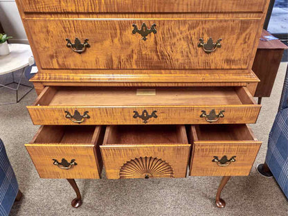 Eldred Wheeler Flat Top Highboy in Tiger Maple