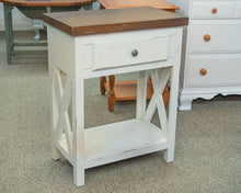 White Finished Side Table W/ Espresso Wood Table Top