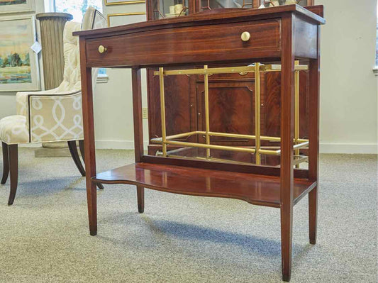 Mahogany One Drawer Console with Brass Knobs