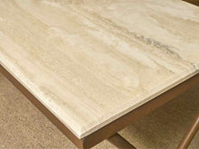 Crate & Barrel Bronze Finish Iron Dining Table with Limestone Top