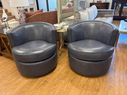 Room & Board Pair of 'Otis' Leather Swivel Chairs
