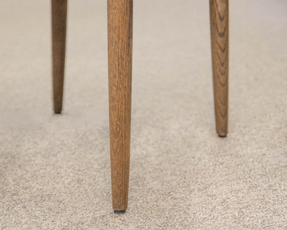 Restoration Hardware Set of 6 Arno Fabric Dining Chairs in Sand/Brown Oak Brass