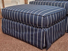 Rowe  Navy & White Stripe Fabric Chair & Ottoman