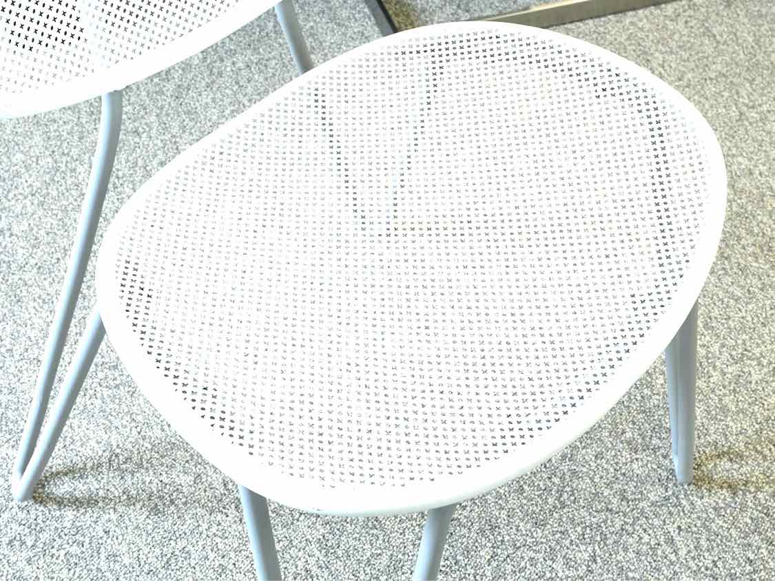 Set of 6 Crate & Barrel  ' Paola Navone' White Metal Dining Chairs