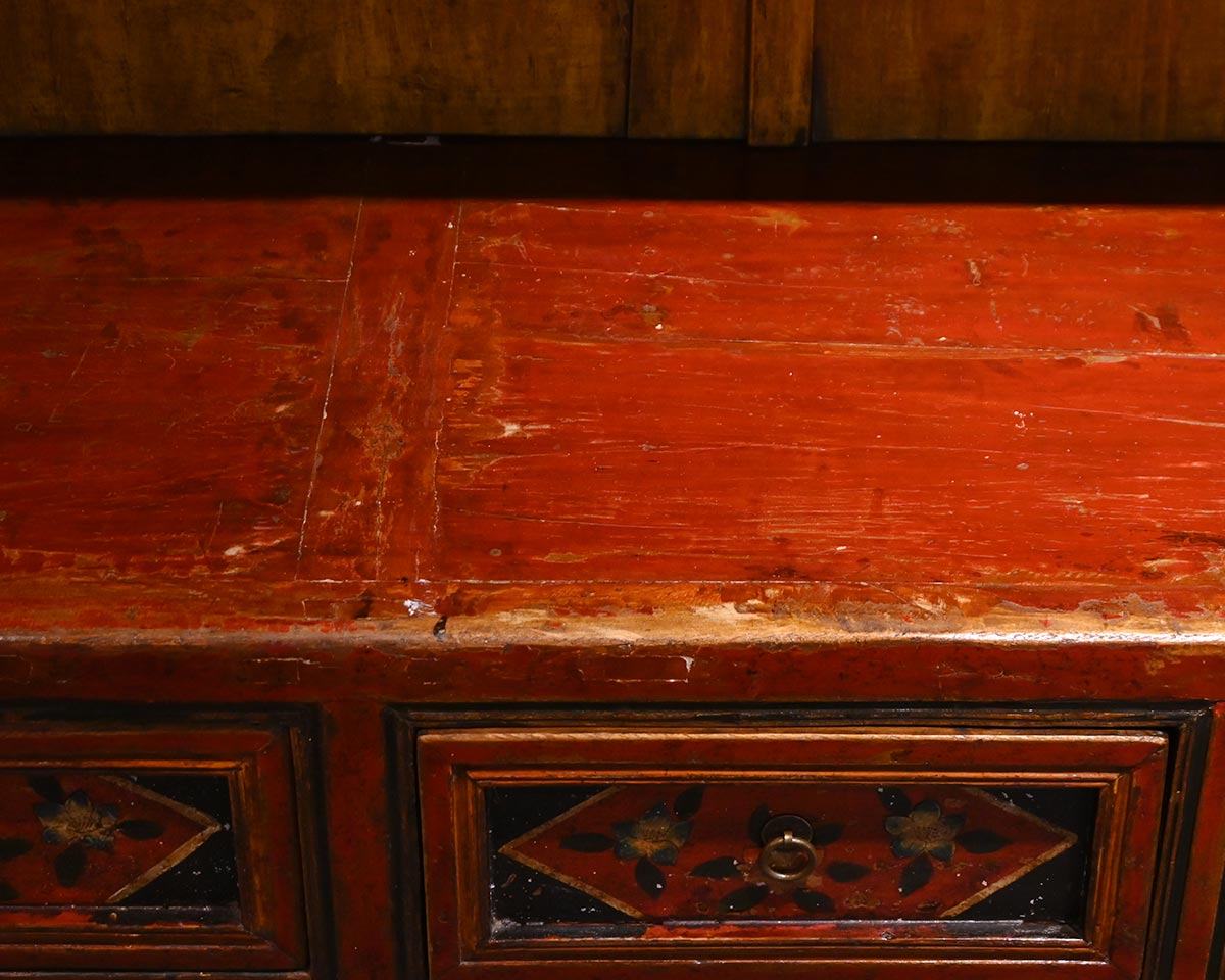 Rustic Hand-Painted 2 Piece Cabinet with Hutch
