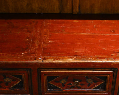 Rustic Hand-Painted 2 Piece Cabinet with Hutch