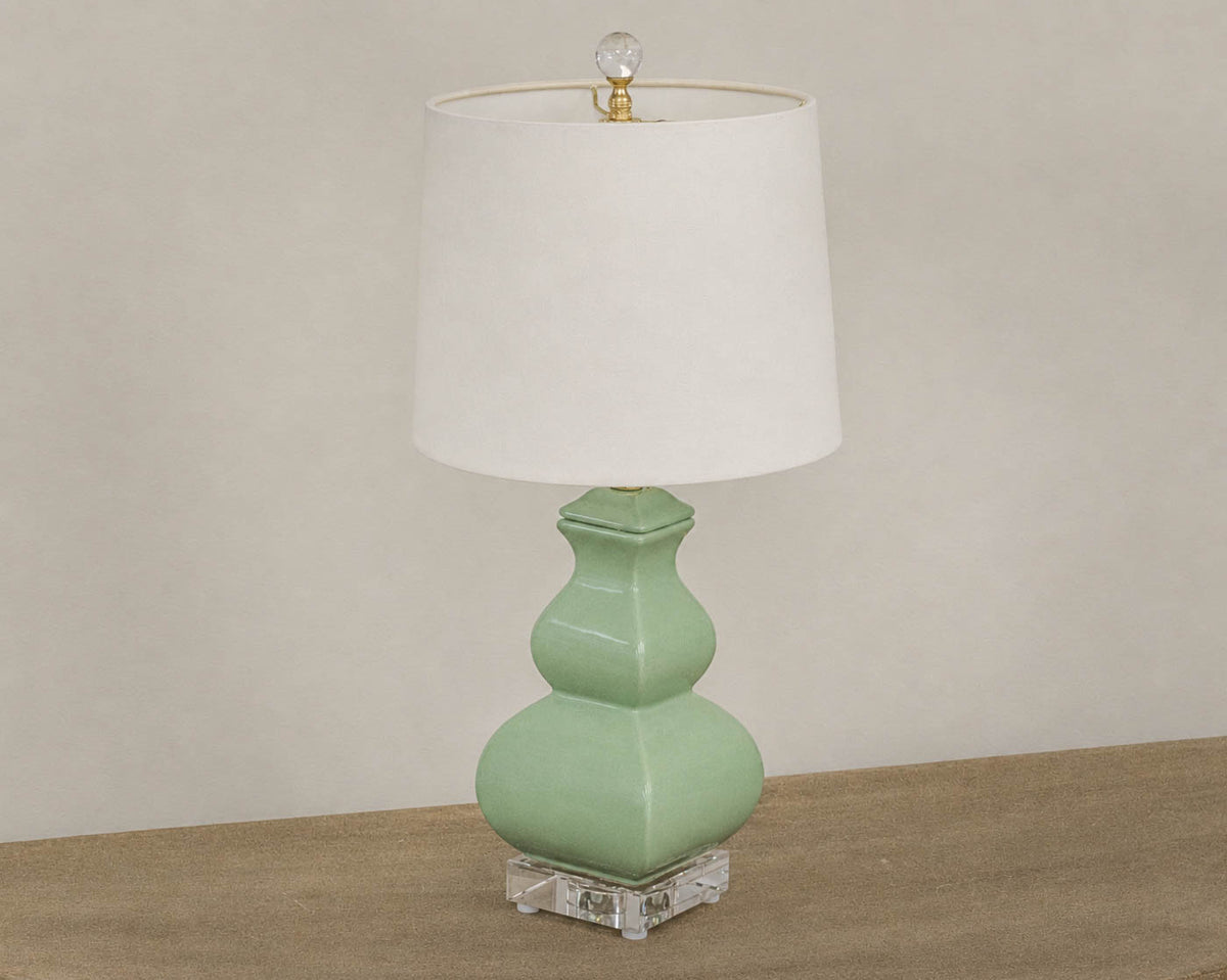 Jade Green Porcelain Square Gourd Table Lamp