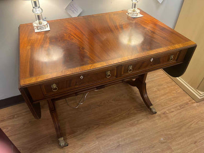 Inlaid Mahogany Drop Leaf Console