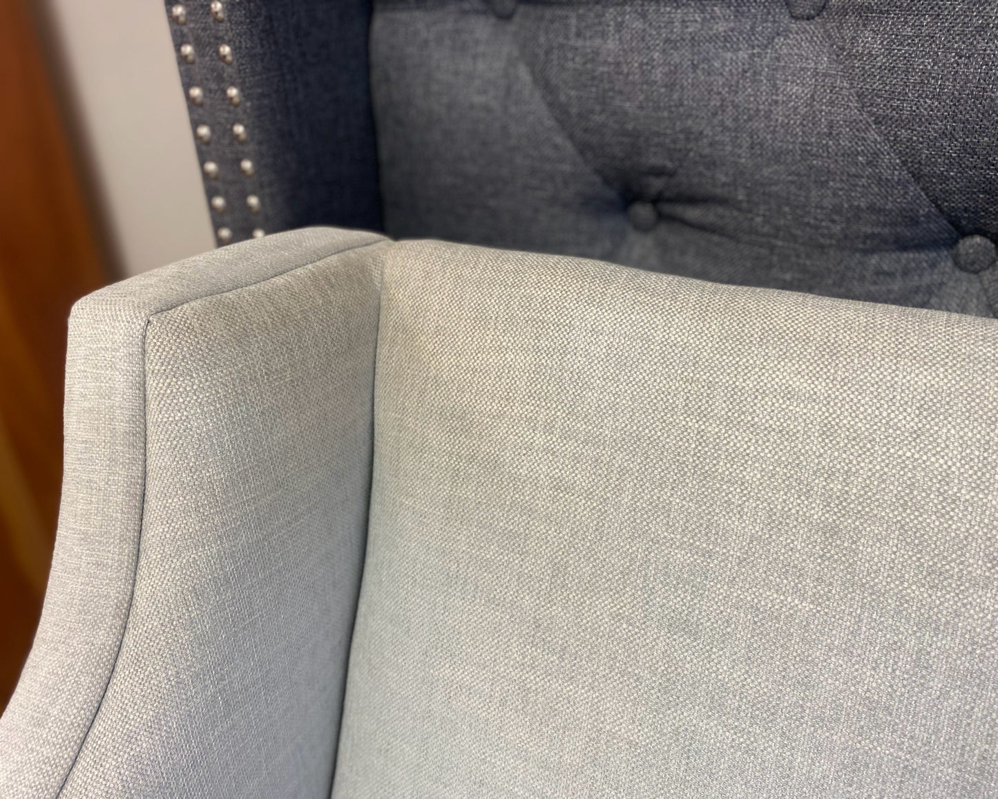 Crate & Barrel Slope Arm Sofa in Light Grey