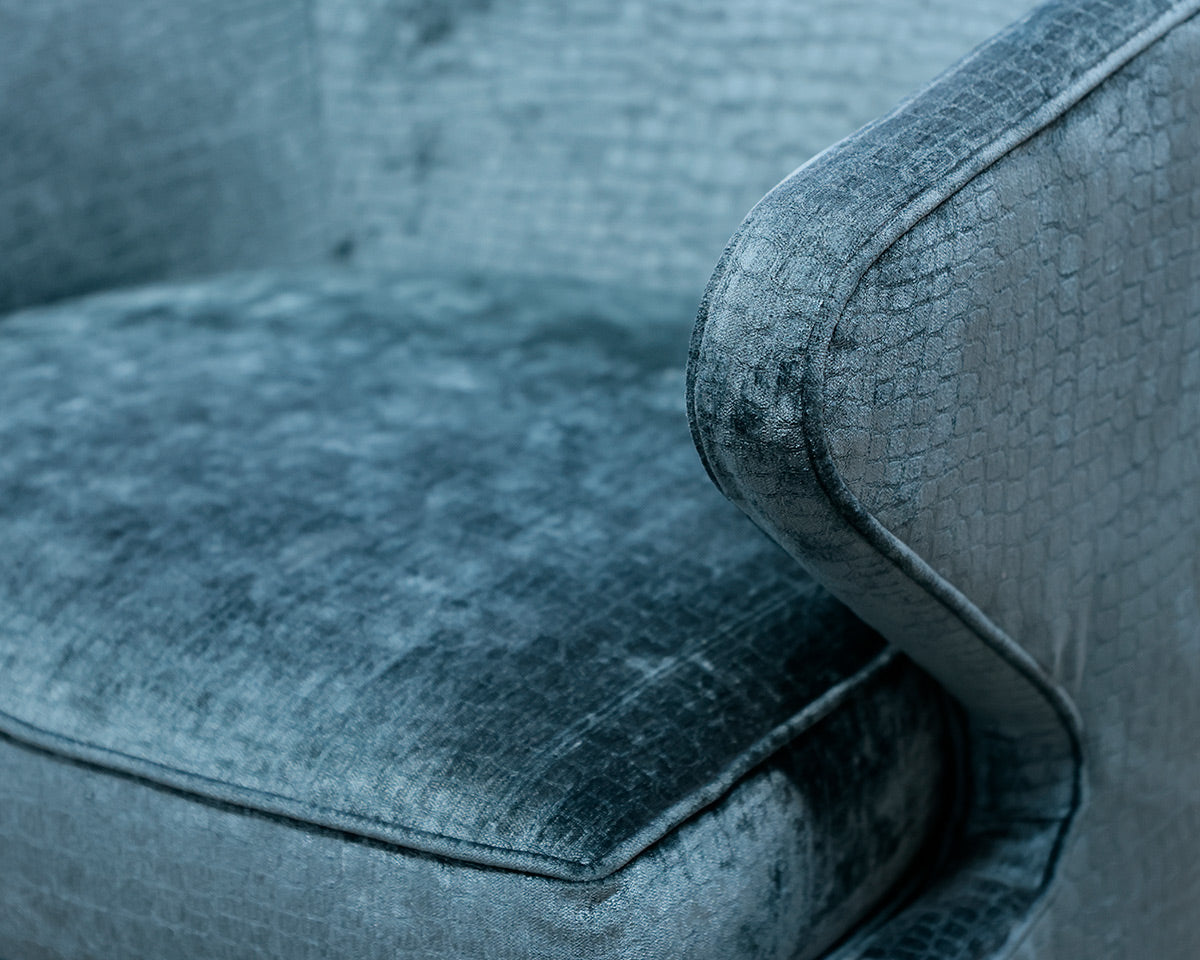 Blue Green Velvet Swivel Chair