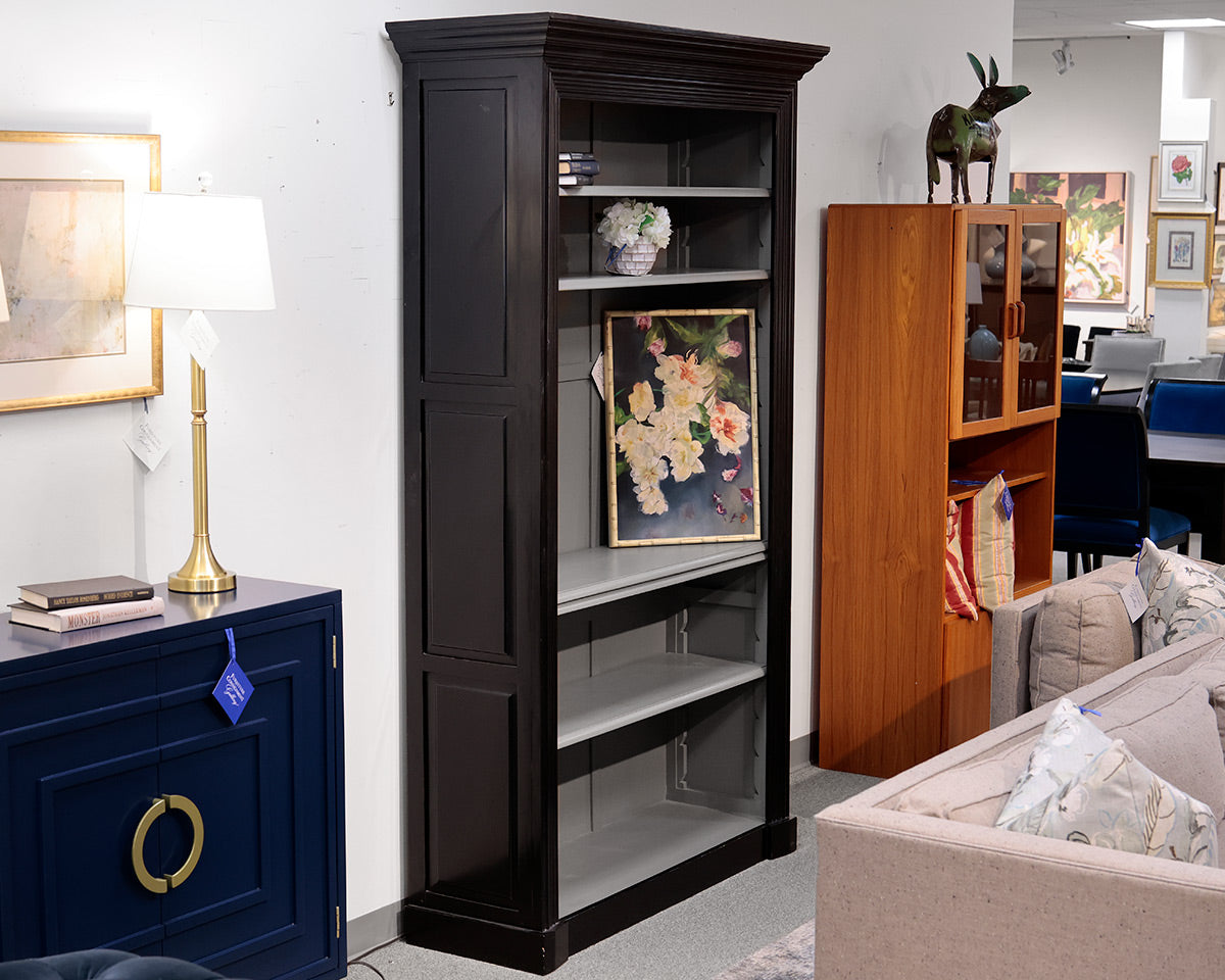 Black Bookcase with Crown Moulding