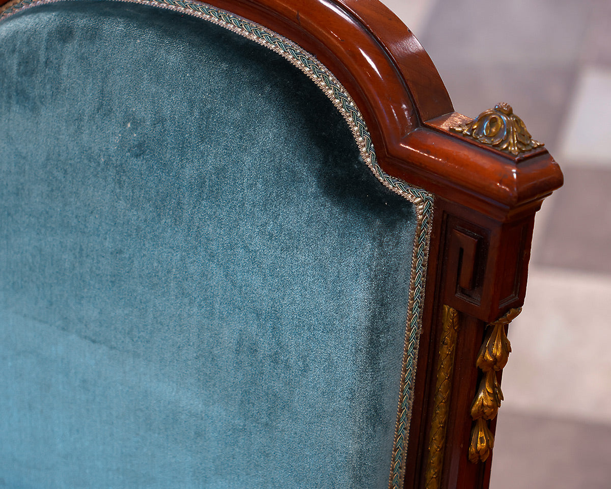 Set of 12 Custom Maison Grohe Upholstered Mahogany Dining Chairs on Casters