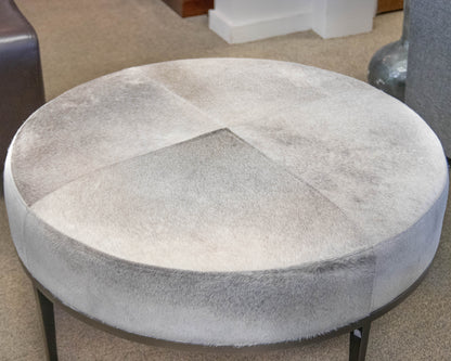 Global Views Hair-on-Hide Cocktail Ottoman in Grey