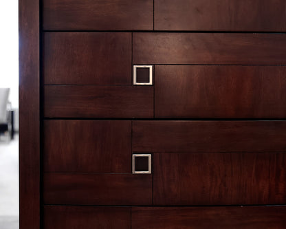 Geometric Dark Brown 5 Drawer Chest